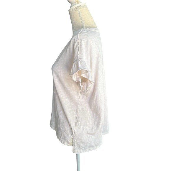 Anthropologie Pilcro Women’s Ruffle Short Sleeve V-Neck Top Sz XS Cream Oversize - Picture 13 of 15